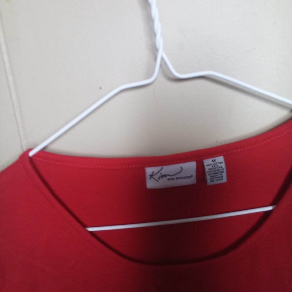 Kim Rogers Shirt M Christmas Tree Long Sleeve Red - Picture 3 of 10